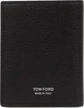Tom Ford embossed-logo foldable leather cardholder - Black