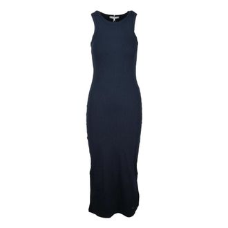 Tommy Hilfiger Ribbed Maxi Jurk - Dames - Maxi kleedjes - Blauw - M - Kleedjes