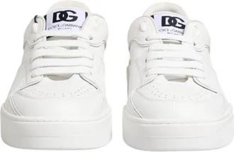 Dolce & Gabbana White Miami Leather Low Top Sneakers Mens Shoes (Pre-Owned)