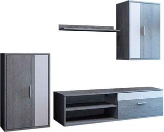 Home Heavenly Home Heavenly - Mueble Sal&oacute;n Modular Bosco, Conjunto Completo De Estilo N&oacute;rdico Minimalista. Color: Roble Nelson-blanco