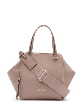 Calvin Klein Womens Marble Triple Compartment Mini Satchel Crossbody, Cocoa, One Size