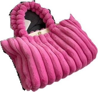 Generic Womens Plush Bags Plush Bag Shoulder For Womens Soft Crossbody Purse Velvety Tote With Chain Strap Winter Accessory(Pink)
