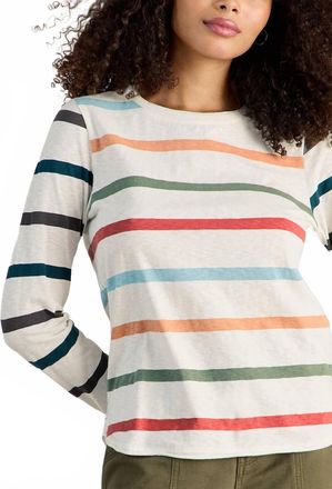 White Stuff Clara Long Sleeve Stripe Tee In Ivory Multi