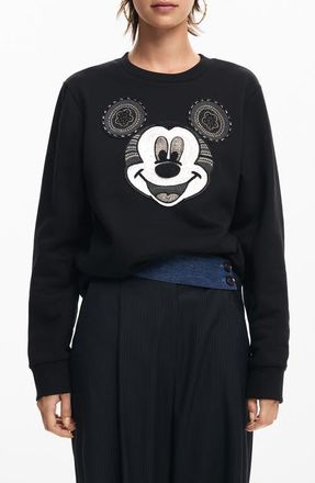 Desigual Mickey Yeah Sweatshirt in Black at Nordstrom, Size Small