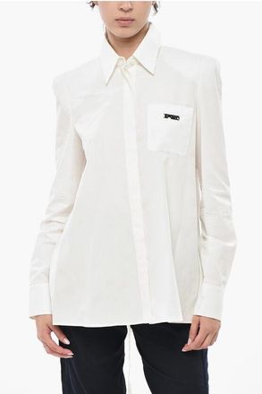 Off-white Poplin Blouse with Lace-up Back size 40