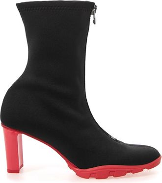 Alexander McQueen Zwarte Neopreen Slim Tread Enkellaarzen - Dames - Laarzen met Hak - Zwart - 36 1/2 EU - Schoenen