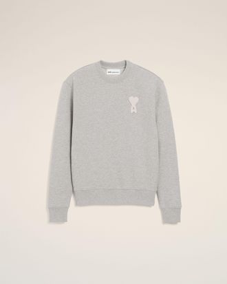 Ami Grey Cotton Knitted Ami De Coeur Sweatshirt Grey - XXXL - Unisex
