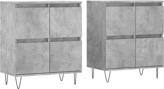 vidaXL Credenze 2 pz Grigio Cemento in Legno Multistrato - Vidaxl