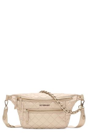 MZ Wallace Small Crosby Quilted Nylon Convertible Sling Bag in Buff at Nordstrom