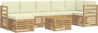 vidaXL Conjunto De Sof&aacute;s De Exterior 8 Uds. Blanco Y Crema Poli&eacute;ster Vidaxl