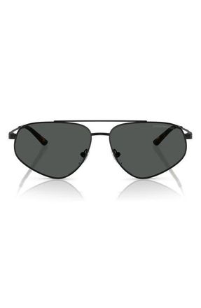 Emporio Armani 59mm Square Sunglasses in Matte Black /Dark Grey at Nordstrom