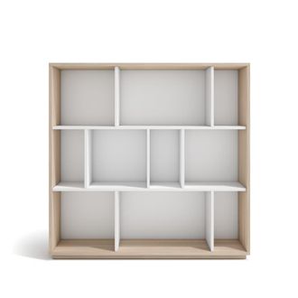 HERDASA Estanter&iacute;a librer&iacute;a en melamina nogal claro y blanco 117x119x32 cm