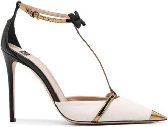 Elisabetta Franchi 105mm bow-detail leather pumps - women - Nappa Leather/Calf Leather/Calf Leather - 40 - Neutrals