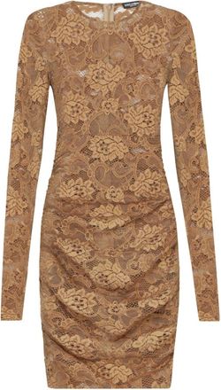 Dolce & Gabbana Light Brown Floral-lace Semi-sheer Minidress