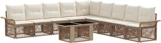 vidaXL Conjunto De Sof&aacute;s De Jard&iacute;n 10 Uds. Beige Y Blanco Crema Vidaxl