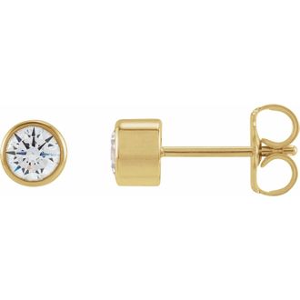 Diamond2Deal 14K Gold 4 mm Round 1/2ct Lab-Grown Diamond Earrings Clarity SI, Color G-H