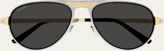 Cartier Mens CT0533SM Metal Aviator Sunglasses