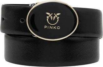 Pinko Ronde Emaille H2-8 Riem - Dames - Riemen - Zwart - XS - Leer - Accessoires