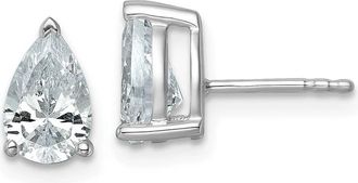 Diamond2Deal 14k White Gold 2 ct Pear Lab Grown Diamond Stud Earrings VS Clarity, G-H Color