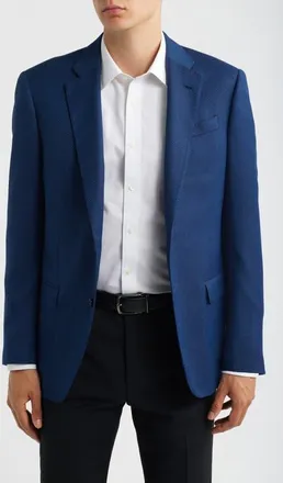 Emporio Armani Navy Textured Virgin Wool Sport Coat in Fancy Blue at Nordstrom, Size 54