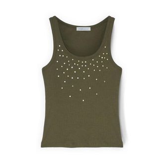 Motivi Top con aplicaciones de piedras - Tops - Mujer - Verde - XS
