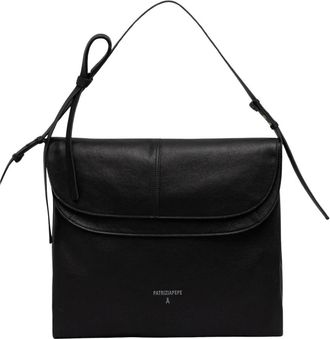 Patrizia Pepe Schoudertas met flapsluiting - Dames - Shoppers - Zwart - ONE Size - Leer - Tassen