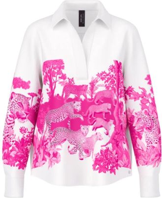 Marc Cain Savannah-Print Katoenen Blouse - Dames - Overhemden - Veelkleurig - L - Katoen - Overhemden