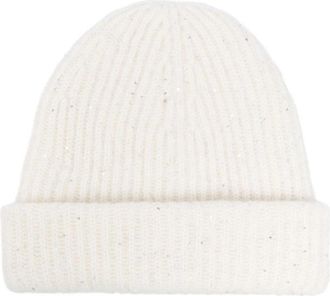 Fabiana Filippi Ribbed Knit Muts - Dames - Hoeden - Wit - ONE Size - Polyester - Accessoires