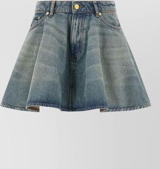Ganni rigid denim midi skirt belt loops