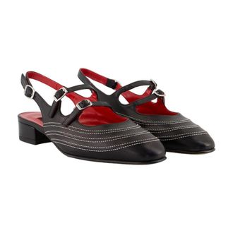 Carel Womens Peche Moto Flat Black Calfskin