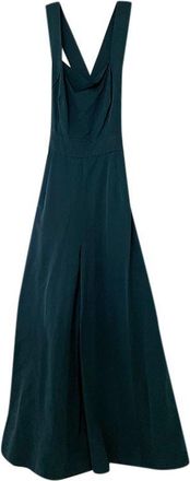 Oscar De La Renta green silk-blend taffeta jumpsuit Size M