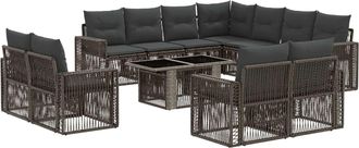 vidaXL Conjunto De Sof&aacute;s De Jard&iacute;n 12 Uds. Gris Y Gris Oscuro Vidaxl