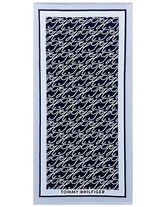 Tommy Hilfiger Allover Monogram Cotton Velour Beach Towel