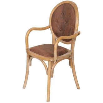 Biscottini International Wooden and Faux Leather Chair Chairs with Armrests Dining Room and Kitchen Upholstered Armchair Living Room Armchair Bedroom