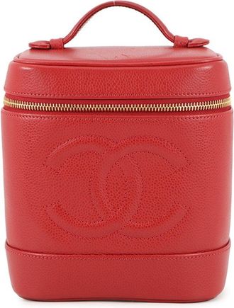 Chanel Red Color Grained Calfskin Pouch Vanity Bag (Pre-Owned)