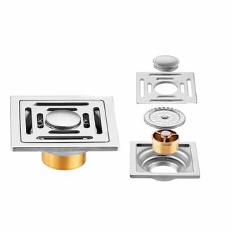 OEM Desag&uuml;e De Ducha Cuadrado De 8,6 Cm (3,39 Pulgadas) Con Tapa De Filtro Extra&iacute;ble, Desag&uuml;e De Lat&oacute;n Antiobstrucci&oacute;n, Desag&uuml;e Empotrado En Azulejos, Apt