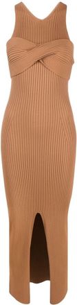 Nanushka twist-detail ribbed-knit dress - women - Fabric - S - Brown