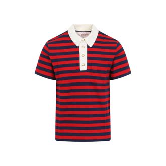 Valentino Garavani Mens Embroidered Piquet Polo Shirt - Red Cotton - Size X-Large