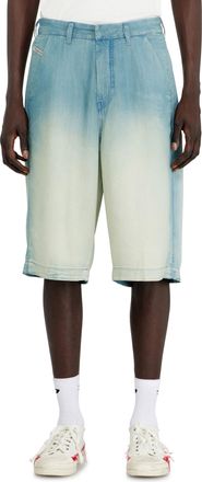 Diesel Shorts in fluid overdyed denim - Denim short pants - Man - Blue