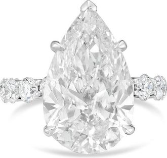 Diana M. Jewels Platinum 5ct lab grown Pear Diamond Pav&eacute; Band Ring