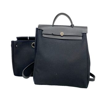 Herm&egrave;s Black Toile Officier Backpack (Pre-Owned)