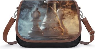 Generic Chess Piece Smoke Style Crossbody Bag Womens Handbag PU Message Bags Shoulder Purse with Adjustable Strap