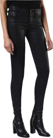 Diesel SKINZEE 0662E Womens Denim Jeans Super Slim Skinny Zip Fly Shiny Black Cotton - Size 31 (Waist)