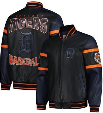 G-III Sports by Carl Banks Mens G-III Sports by Carl Banks Black Detroit Tigers Full-Zip Leather Varsity Jacket at Nordstrom, Size Medium