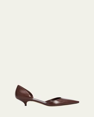 The Row 35mm Liisa Leather Kitten-Heel dOrsay Pumps