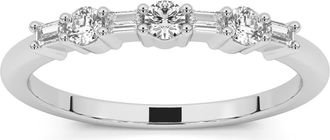 Pompeii3 1/4Ct Baguette & Round Diamond Wedding Ring Stackable Band 14k Gold Lab Grown