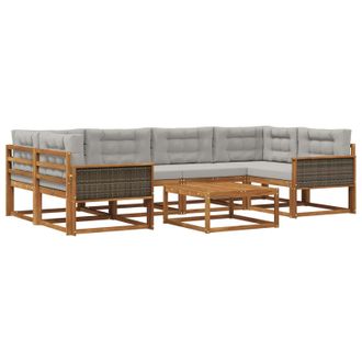 vidaXL Conjunto De Sof&aacute;s De Exterior 7 Pcs Natural Y Gris Claro Vidaxl