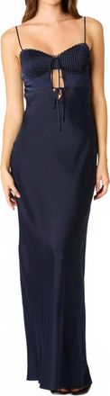 Cotton Candy L.A. Silvia Milkmaid Sweetheart Maxi Dress In Ink Blue