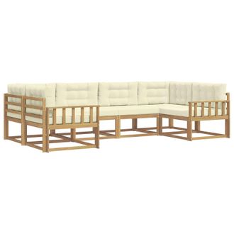 vidaXL Conjunto De Sof&aacute;s De Exterior Con Coj&iacute;n 6 Pcs Blanco Y Crema Vidaxl