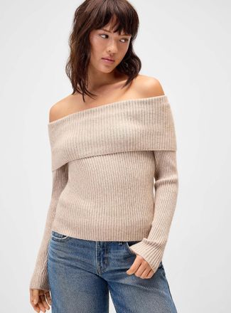 Only Womens Ribbed Bardot collar sweater